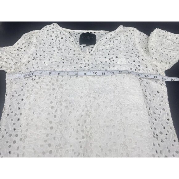 Talbots Women’s Cotton White Eyelet 3/4 Sleeve Lined V Neck Pullover Tunic Sz 8 - Picture 7 of 8